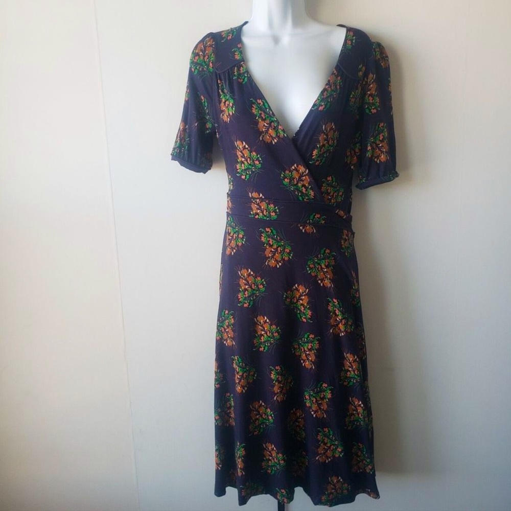 Biden Botanical on Navy Wrap Dress